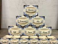 Art deco : 12 porseleine voorraad en kruidenpotten potten, 6x groot en 6x klein - afbeelding 1 van  2