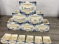 Art deco : 12 porseleine voorraad en kruidenpotten potten, 6x groot en 6x klein - afbeelding 2 van  2