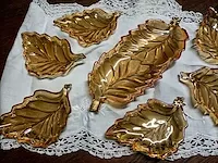 Art deco amberkleurig glaswerk, 7 schaaltjes - afbeelding 2 van  3