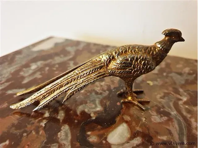 Art deco bronzen beeld goudfazant - afbeelding 1 van  4