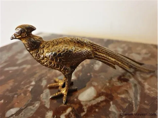 Art deco bronzen beeld goudfazant - afbeelding 2 van  4