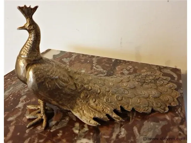 Art deco bronzen beeld pauw - afbeelding 1 van  4