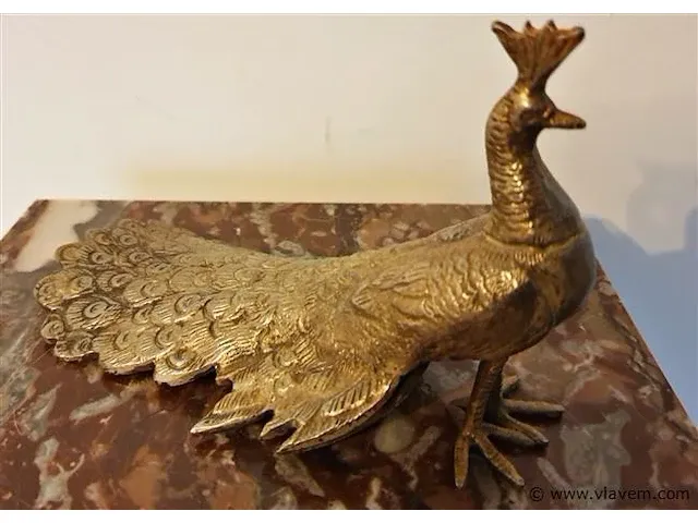 Art deco bronzen beeld pauw - afbeelding 2 van  4