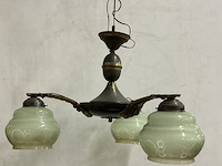 Art deco kroonluchter , metaal met 3 armen - afbeelding 1 van  3