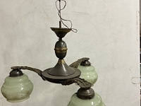 Art deco kroonluchter , metaal met 3 armen - afbeelding 2 van  3