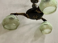 Art deco kroonluchter , metaal met 3 armen - afbeelding 3 van  3