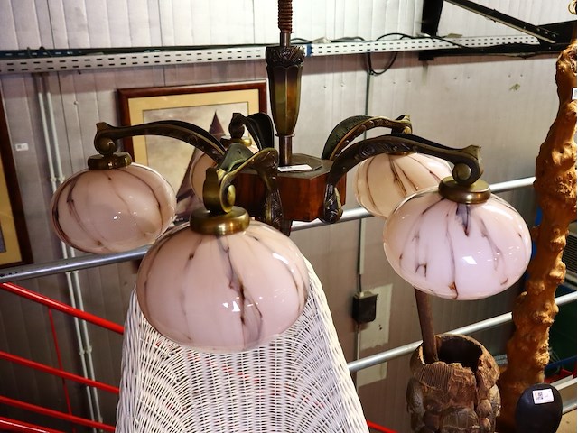 Art deco luster met 5 lichtpunten - afbeelding 2 van  5