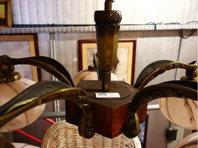 Art deco luster met 5 lichtpunten - afbeelding 5 van  5