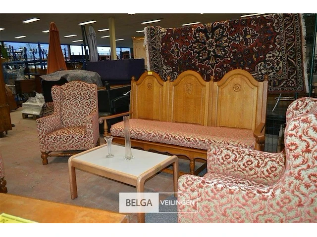 Art nouveau bank, salontafel en 2 clubzetels - afbeelding 1 van  7