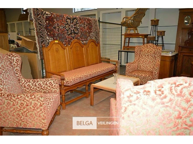 Art nouveau bank, salontafel en 2 clubzetels - afbeelding 2 van  7