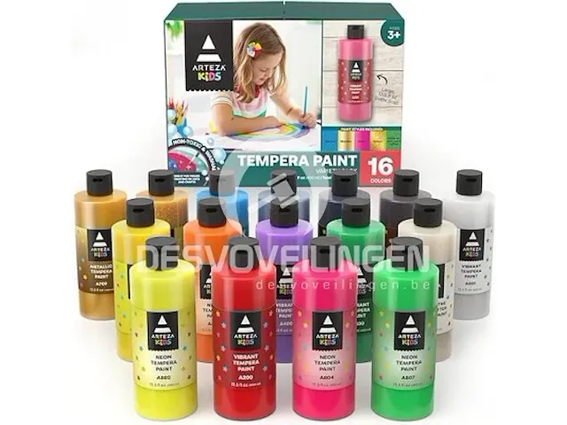 Arteza premium tempera-verf set v 16 flacons van 400ml - afbeelding 1 van  7