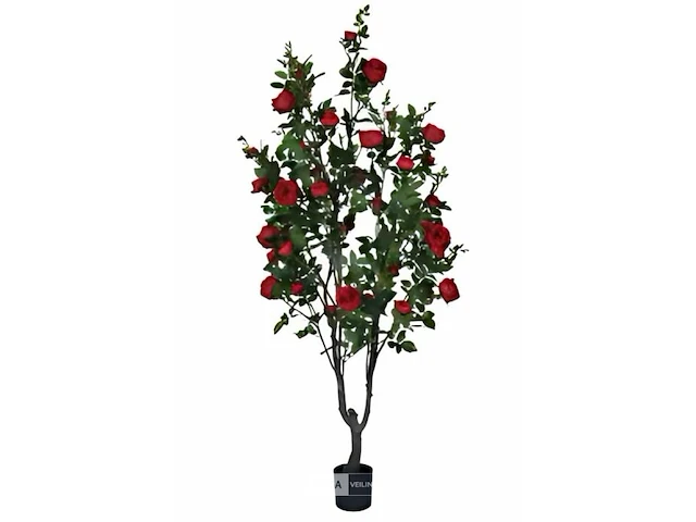Artificiële rozenplant kleur rood - afbeelding 1 van  1