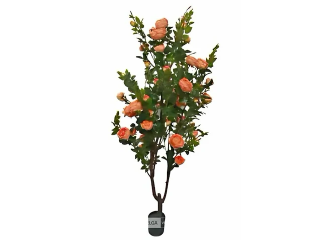Artificiële rozenplant kleur zalm - afbeelding 1 van  1
