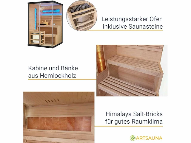 Artsauna vantaa 120 saunacabine met zoutsteen - afbeelding 4 van  9
