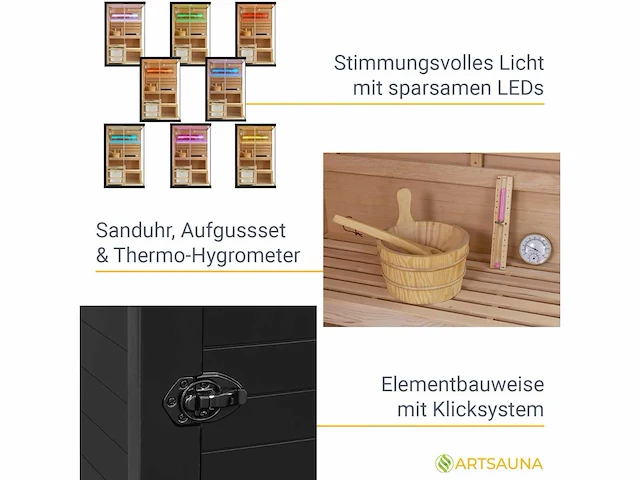 Artsauna vantaa 120 saunacabine met zoutsteen - afbeelding 5 van  9