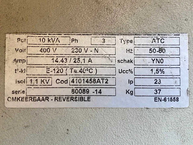 Atc scheidingstransfo 10kva - afbeelding 2 van  2