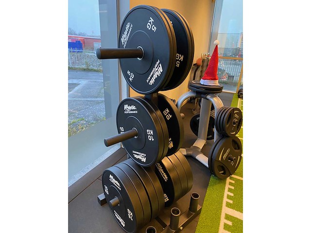 Athletic performance bumper plate 50mm nieuw 4x5;4x10;8x15kg krachtstation - afbeelding 1 van  4