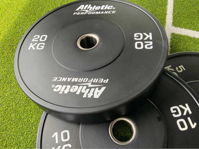 Athletic performance bumper plate 50mm nieuw 4x5;4x10;8x15kg krachtstation - afbeelding 4 van  4
