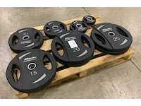 Athletic performance pu schijven nieuw 2x25;2x15;2x10;2x5;2x2,5;2x1,25kg krachtstation - afbeelding 1 van  2
