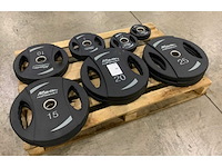 Athletic performance pu schijven nieuw 2x25;2x15;2x10;2x5;2x2,5;2x1,25kg krachtstation - afbeelding 1 van  2