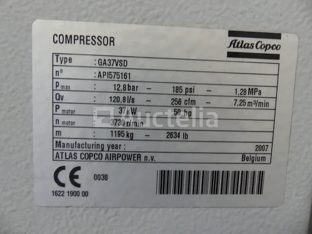 Atlas copco ga37vsd luchtcompressor - afbeelding 1 van  12