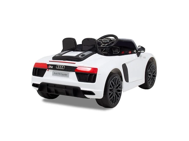 Audi r8 spyder elektrische kinderauto 12v - wit - afbeelding 2 van  13