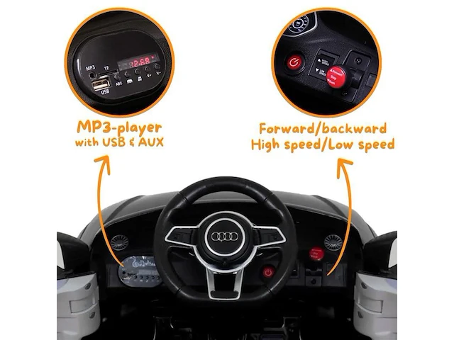 Audi r8 spyder elektrische kinderauto 12v - zwart - afbeelding 8 van  9