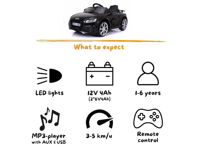 Audi r8 spyder elektrische kinderauto 12v - zwart - afbeelding 9 van  9