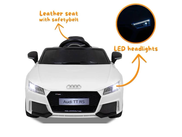 Audi tt rs elektrische kinderauto 12v - 1 tot 4 jaar - rubberen banden - zwart (kleine barst links achter) - afbeelding 2 van  5