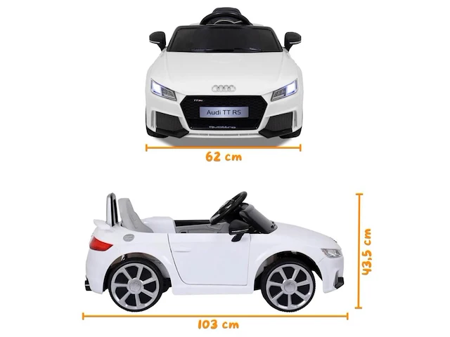 Audi tt rs elektrische kinderauto 12v - 1 tot 4 jaar - rubberen banden - zwart (kleine barst links achter) - afbeelding 3 van  5