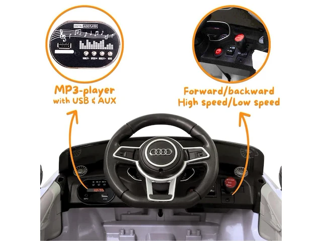 Audi tt rs elektrische kinderauto 12v - 1 tot 4 jaar - rubberen banden - zwart (kleine barst links achter) - afbeelding 5 van  5