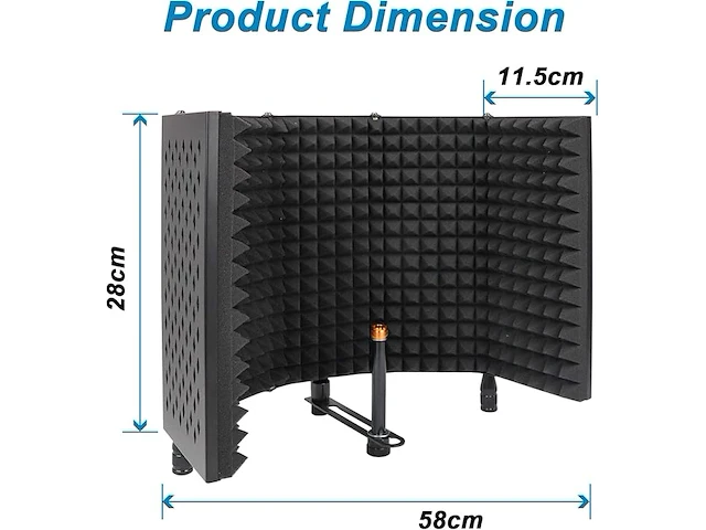 Aufer opvouwbare microfoonisolatiescherm met 5 panelen - afbeelding 2 van  2