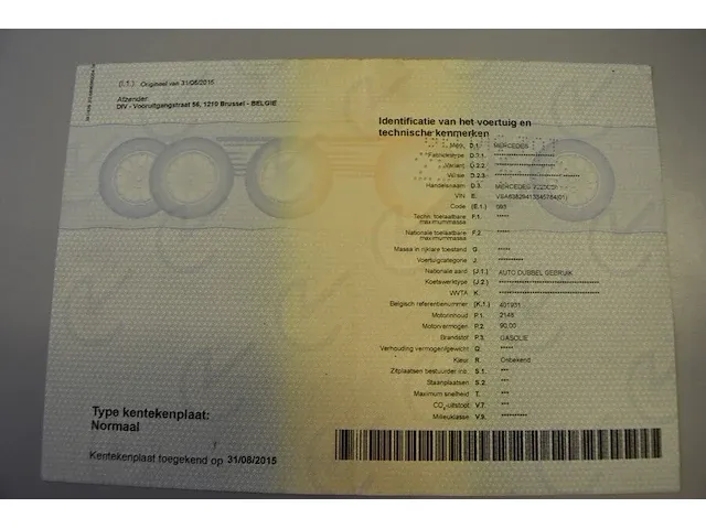 Auto dubbel gebruik mercedes viano v220cdi, type 638/2, variant ybf0, versie d4aab1, ch.nr. vsa63829413345784, bouwjaar 01.12.2000 (2 sleutels, boorddocumenten: inschrijvingsbewijs (verlopen), gelijkvormigheidsattest en schouwingsbewijs - afbeelding 13 van  33