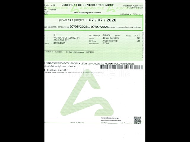 Auto peugeot 307 (2005-58.925 km-vin:vf33ekfuc84066327) - afbeelding 3 van  13