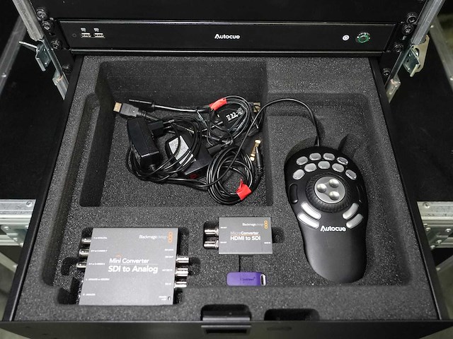 Autocue - set prompter 20 inch mirror- autocue qmaster sdi + shuttle pro - video - afbeelding 2 van  4