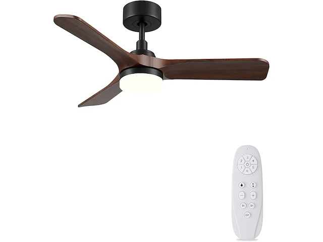 Autoday houten plafondventilator met licht - afbeelding 1 van  7