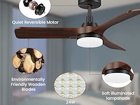 Autoday houten plafondventilator met licht - afbeelding 2 van  7