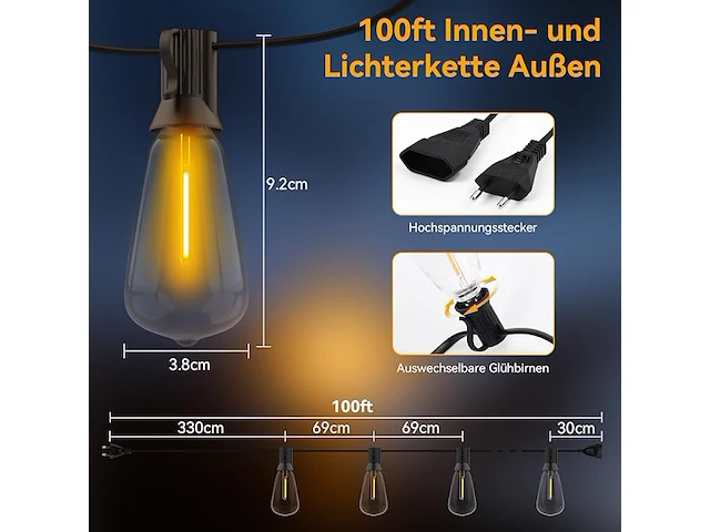 Avanlo led-lichtsnoer voor buiten, 30,5 m - afbeelding 2 van  4