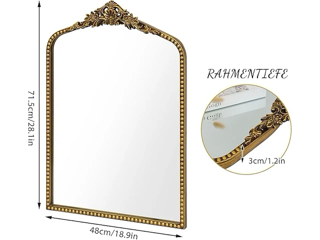Awhtixbo antieke gouden barok spiegel - afbeelding 2 van  2