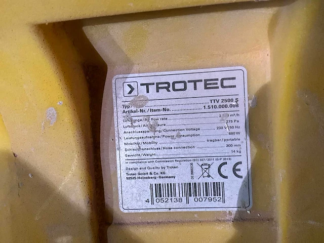 Axiaal ventilator trotec ttv 2500 s - afbeelding 2 van  4