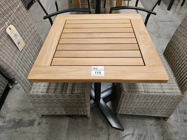 Azur alu tafelpoot volvic plooibaar charcoal + teak top 60cm - afbeelding 2 van  4