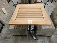 Azur alu tafelpoot volvic plooibaar charcoal + teak top 60cm - afbeelding 2 van  4