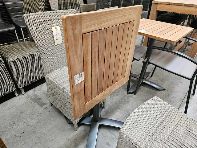 Azur alu tafelpoot volvic plooibaar charcoal + teak top 60cm - afbeelding 3 van  4