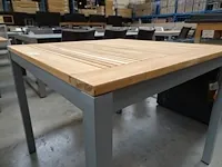 Azur alu tuintafel haiti warm grey 90cm met teak blad - afbeelding 2 van  4