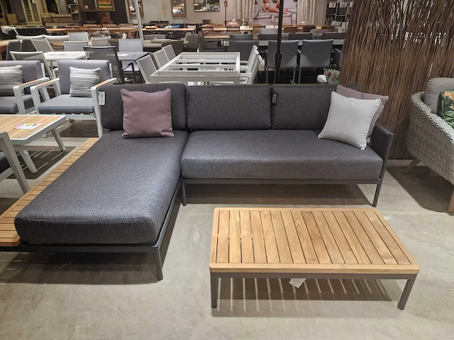 Azur aragon alu lounge hoekset antraciet rope met teak - afbeelding 1 van  4