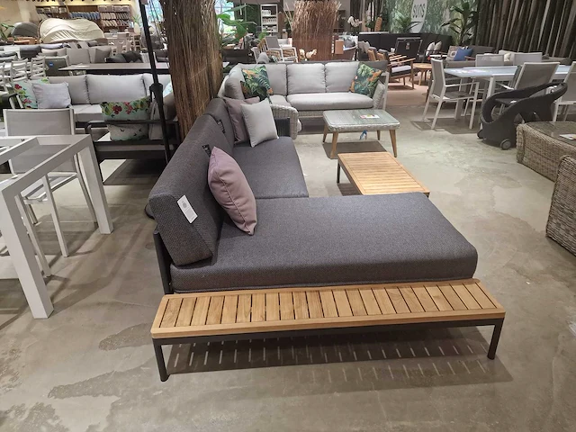 Azur aragon alu lounge hoekset antraciet rope met teak - afbeelding 3 van  4
