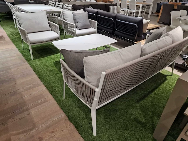 Azur elba alu lounge sofa set wit rope met keramiek - afbeelding 5 van  5