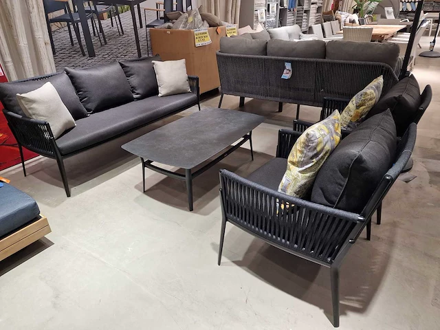 Azur elba alu lounge sofa set zwart rope met keramiek - afbeelding 1 van  6