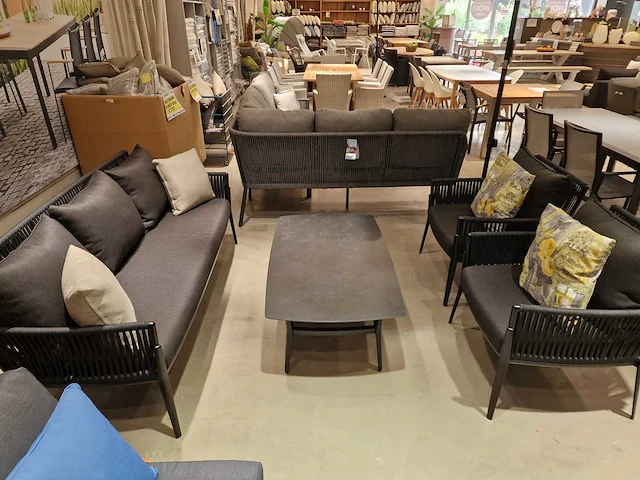Azur elba alu lounge sofa set zwart rope met keramiek - afbeelding 2 van  6