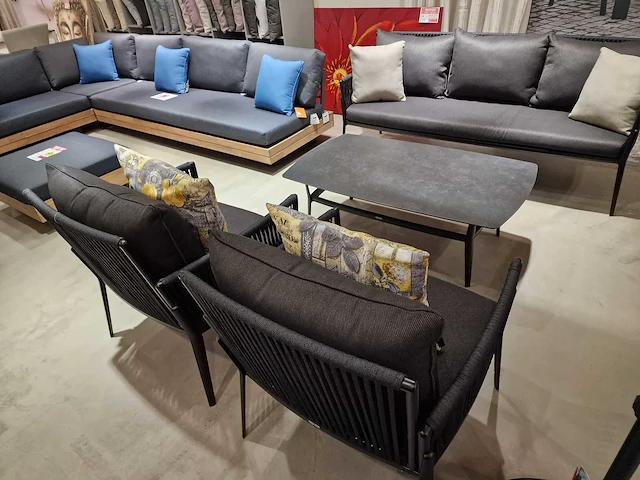 Azur elba alu lounge sofa set zwart rope met keramiek - afbeelding 3 van  6
